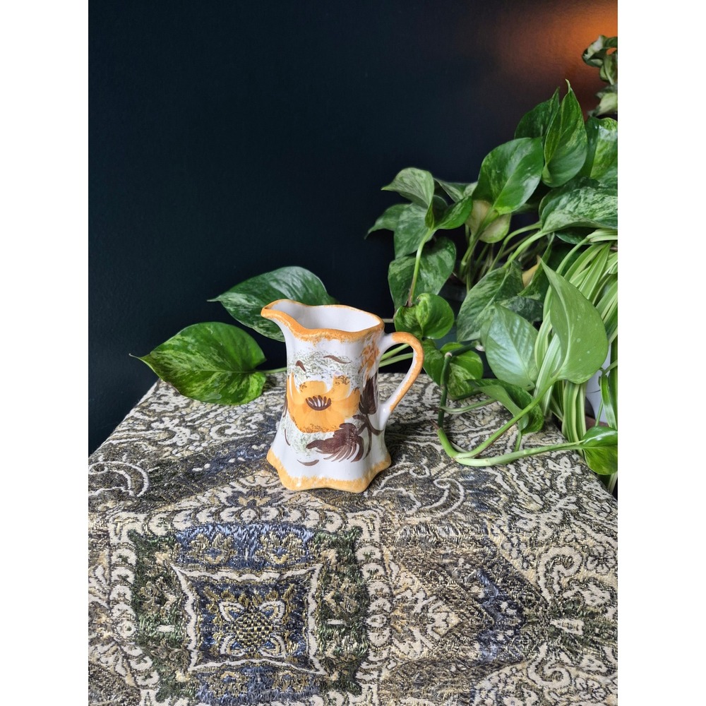Vintage Oldest House St Augustine FL Ceramic Creamer Pitcher Floral Souvenir